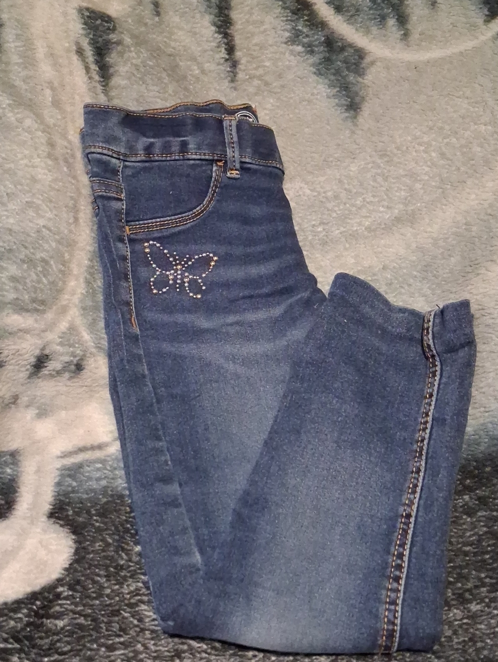 wonder nation Dark Blue Skinny Jeans with Rhinestone Butterfly